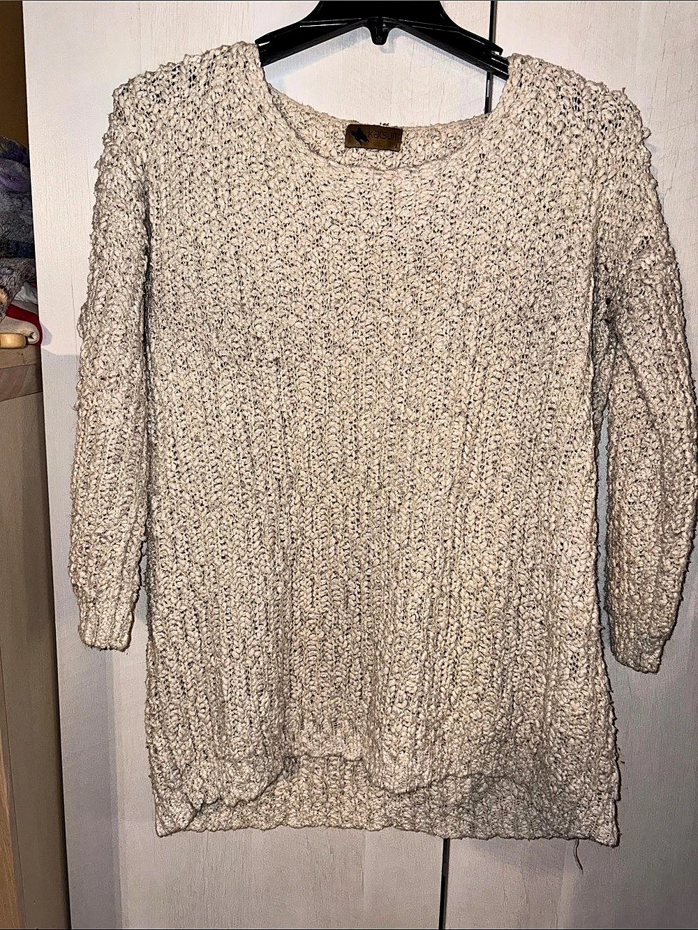 Free People Cream Knit Sweater Size Large